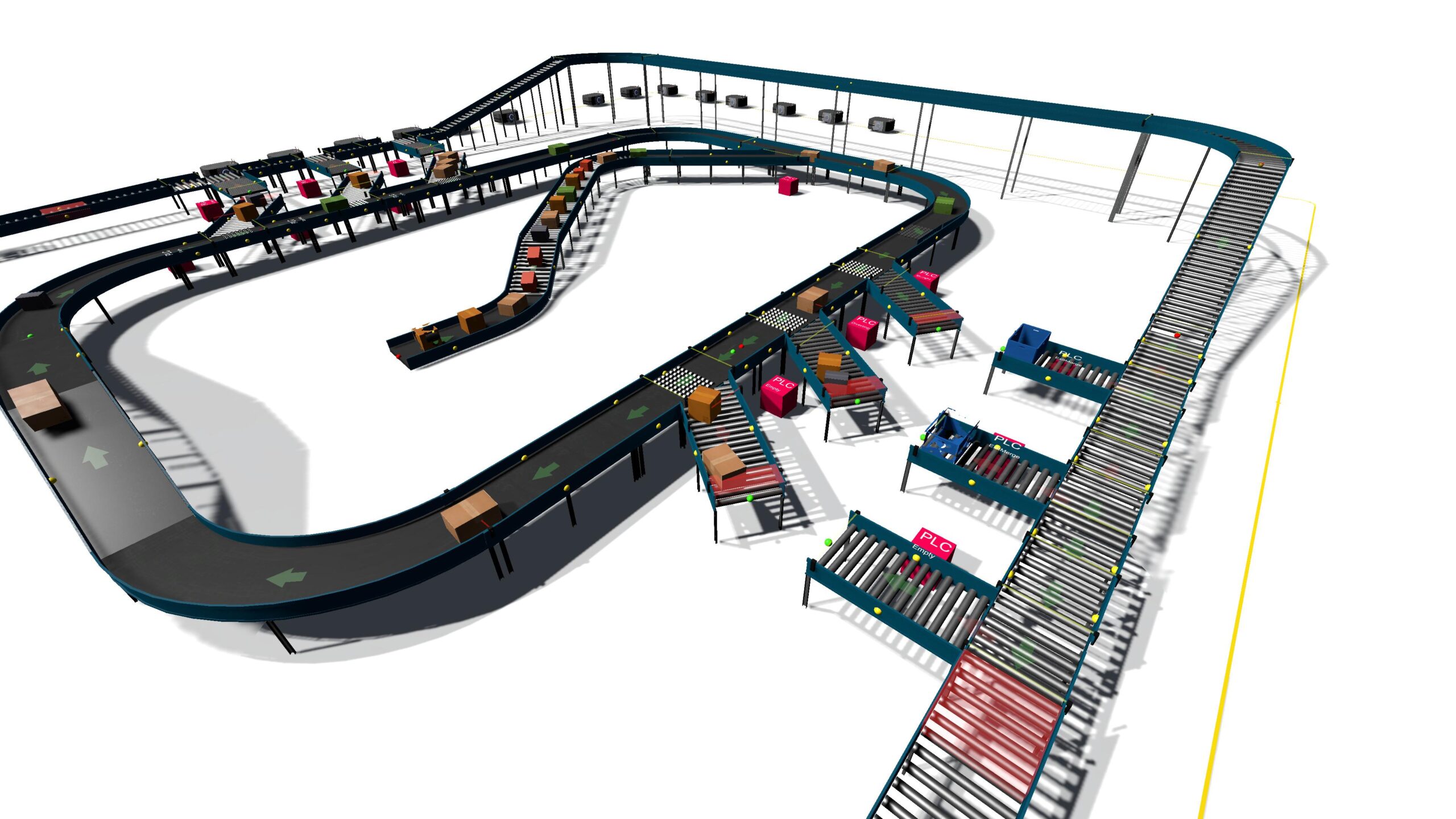 Material flow simulation with conveyors and automated guided vehicles